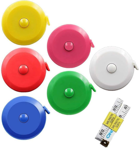 60-Inch 1.5 Meter Soft and Retractable Tape Body Tailor Sewing Craft Cloth Dieting Measuring Tape (6 Colors of Blue, Red, Yellow, White, Pink, Green and 2 Soft Tapes)